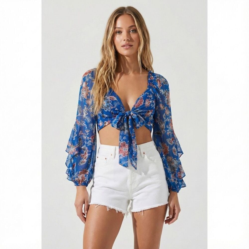 MISA Los Angeles Ancora Floral Tie Crop Top Small NWOT Revolve Boho Vacation
